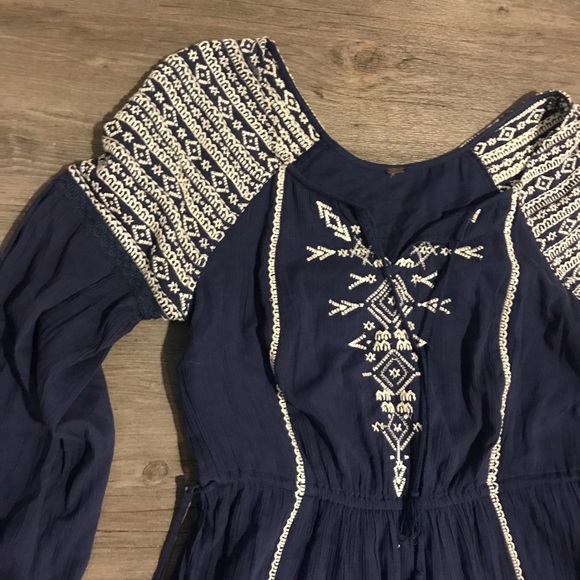 Free People Dream Weaver Blue Embroidered Dress S - Picture 4 of 5